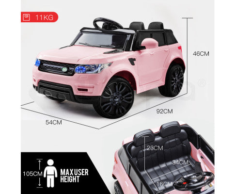 Rovo Kids Ride-On Car 12V - Pink with Free Customized Plate