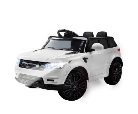 Rovo Kids Ride-On Car Electric 12V - White with Free Customized Plate