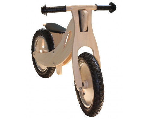 Wooden Balance Bike Natural Wood with Hand Grip Rubber Tyres