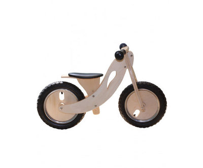 Wooden Balance Bike Natural Wood with Hand Grip Rubber Tyres