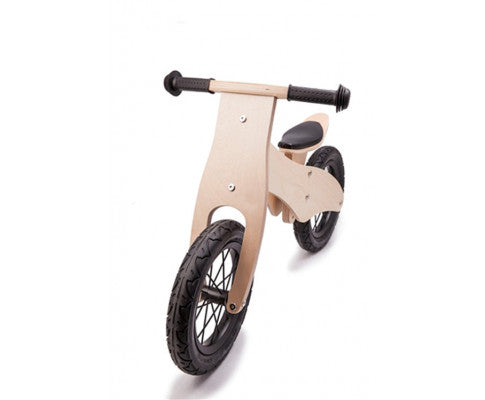 Wooden Balance Bike Natural Wood with Hand Grip Rubber Tyres Spoke Wheels