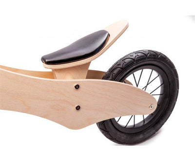 Wooden Balance Bike Natural Wood with Hand Grip Rubber Tyres Spoke Wheels