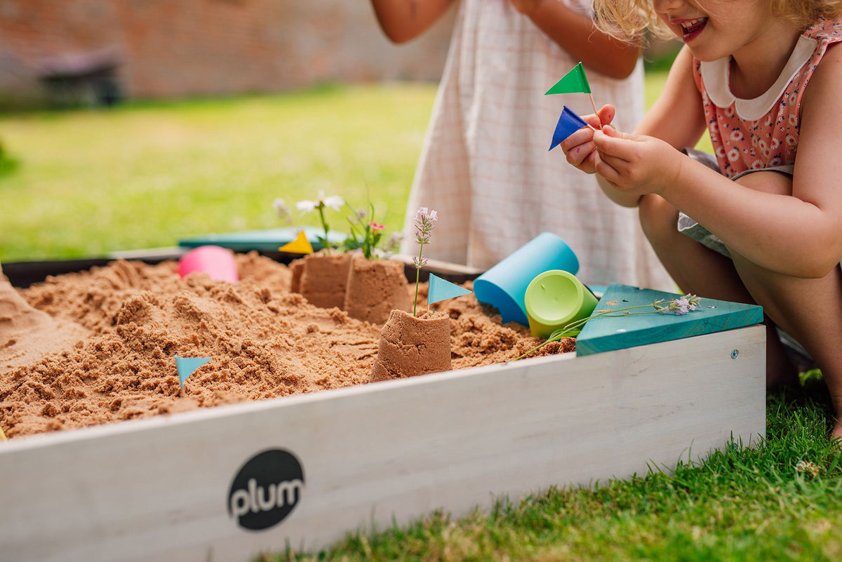 Square Wooden Sandpit - Teal by Plum Play