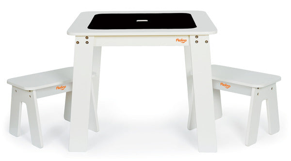 P'kolino Chalk Table and Benches - White