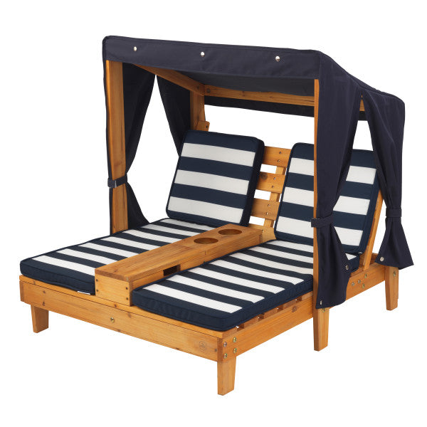Double Chaise Lounge with Cup Holders - Honey & Navy by KidKraft