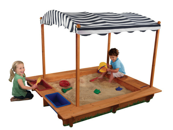 Outdoor Sandbox with Canopy - Navy & White by Kidkraft