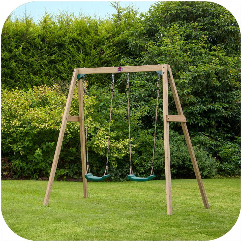 Double Wooden Swing Set