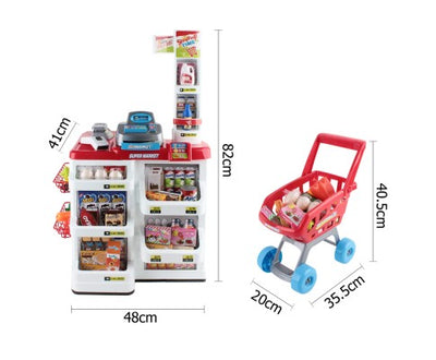 Keezi Kids Pretend Role Play Supermarket 24 Piece Playset Cash Register Trolley