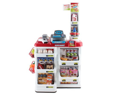 Keezi Kids Pretend Role Play Supermarket 24 Piece Playset Cash Register Trolley
