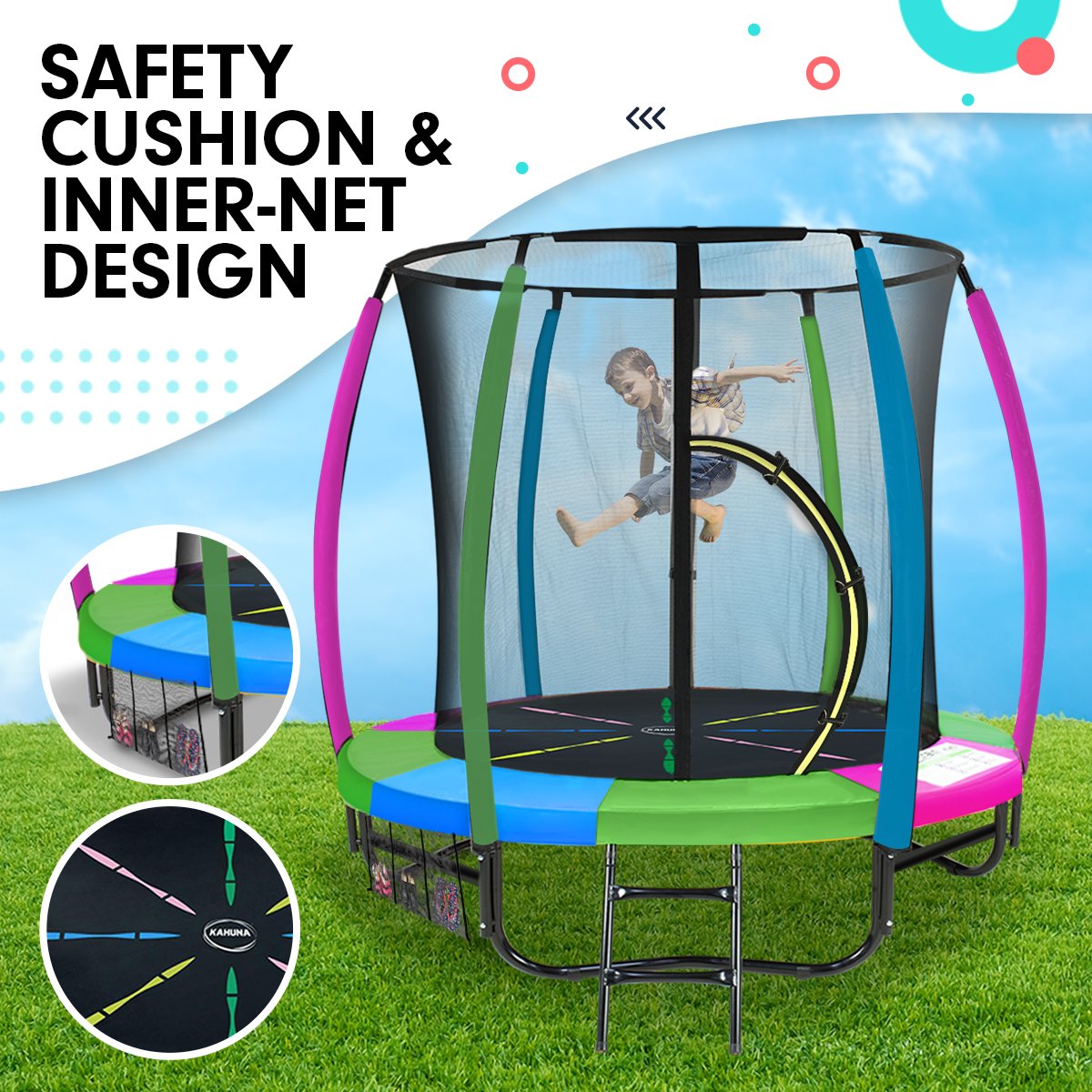 Kahuna 6 ft Trampoline with Rainbow Safety Pad
