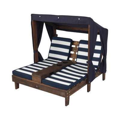 Double Chaise Lounge with Cup Holders - Espresso & Navy by KidKraft