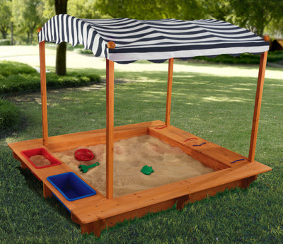 Outdoor Sandbox with Canopy - Navy & White by Kidkraft